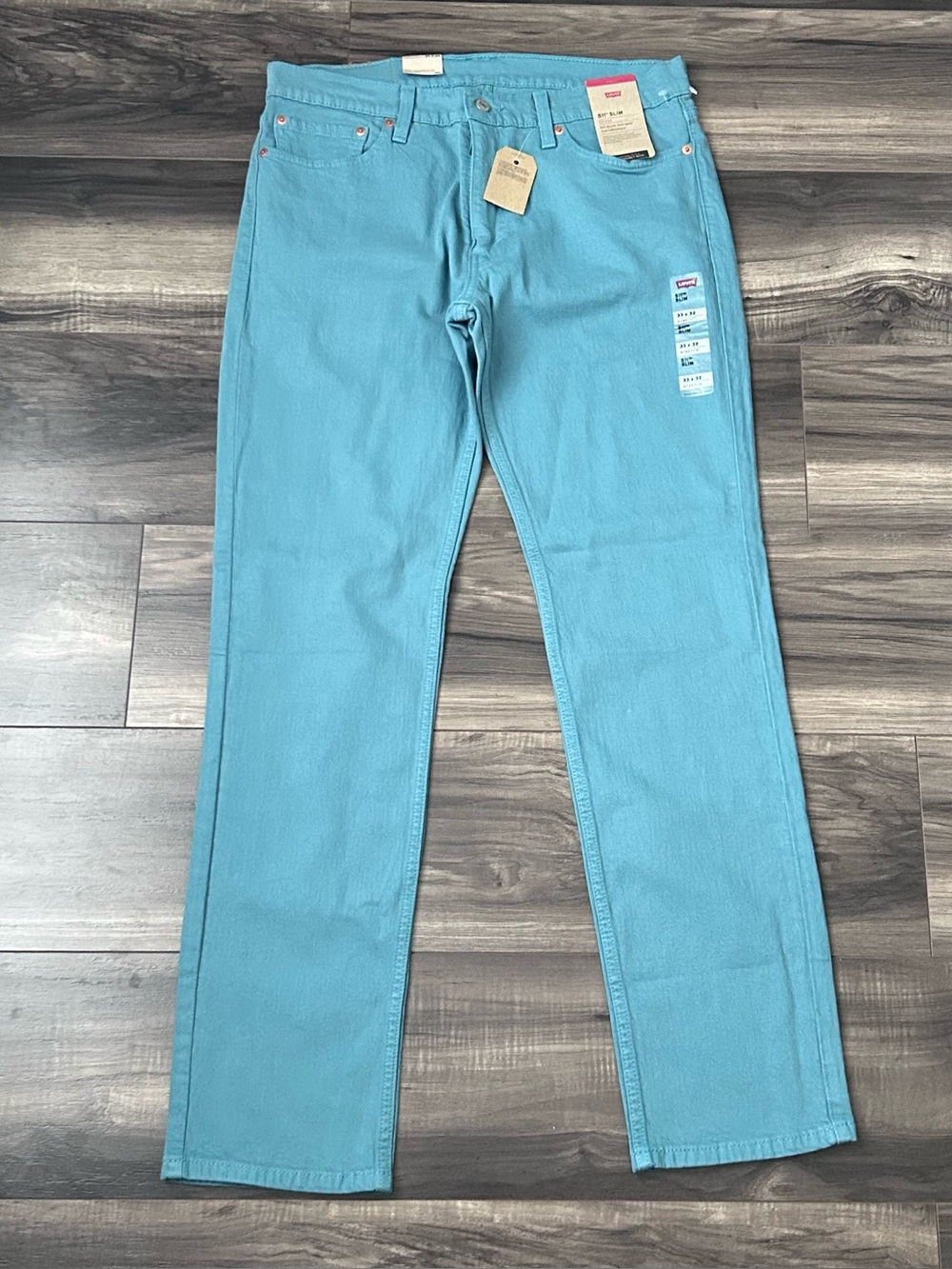 Levis 511 Slim Fit Jeans Stretch Eco Ease Mens Size 33x32 Teal 045115227 New
